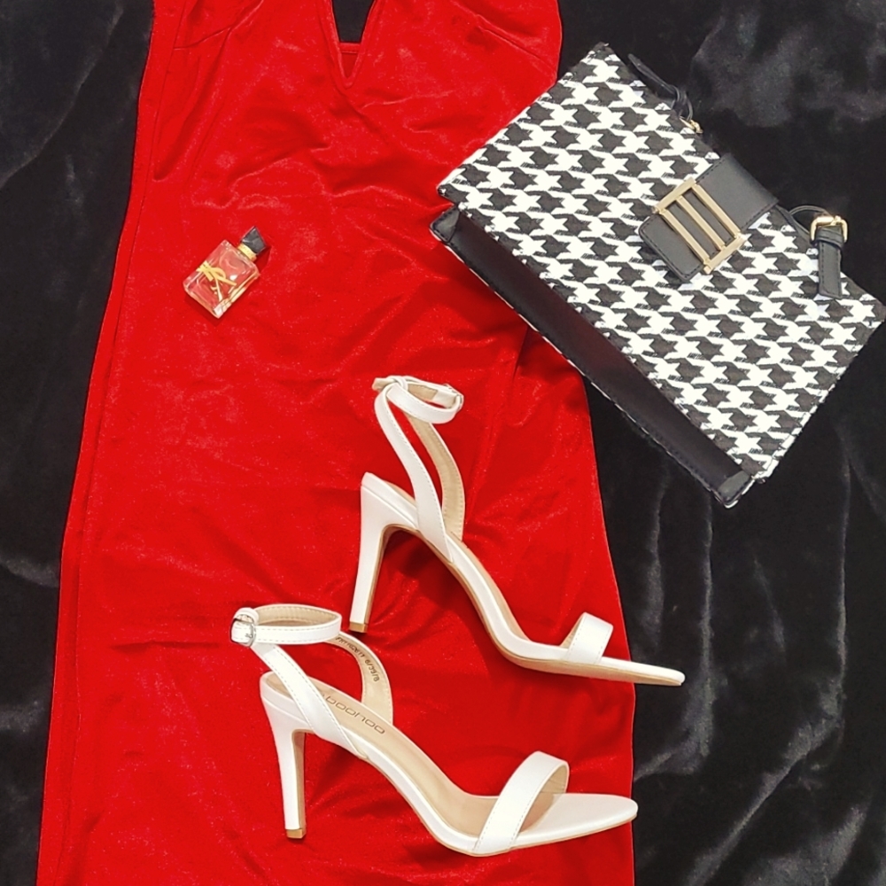 Low All White Open Toe Heels